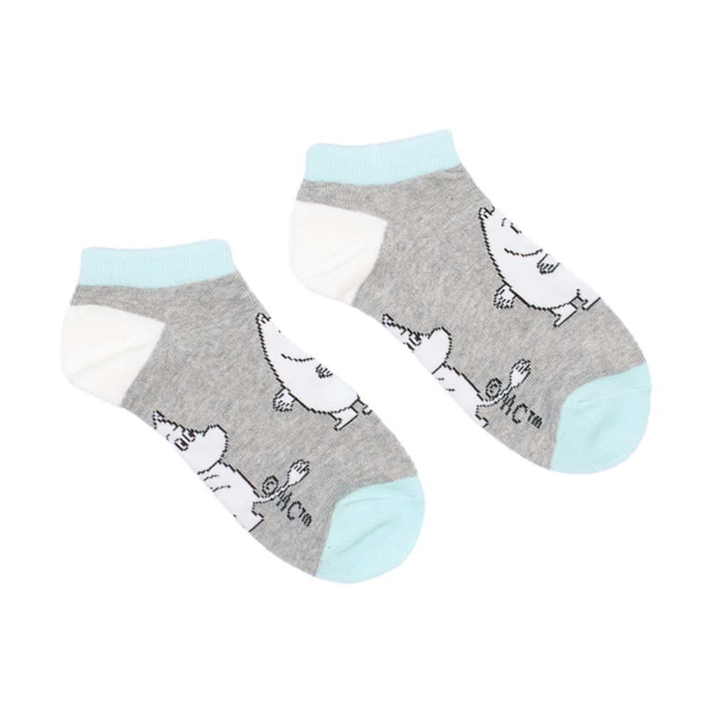 Nordic Buddies, Moomin, Women's Ankle Socks, Moomintroll gray-turquoise 36-42