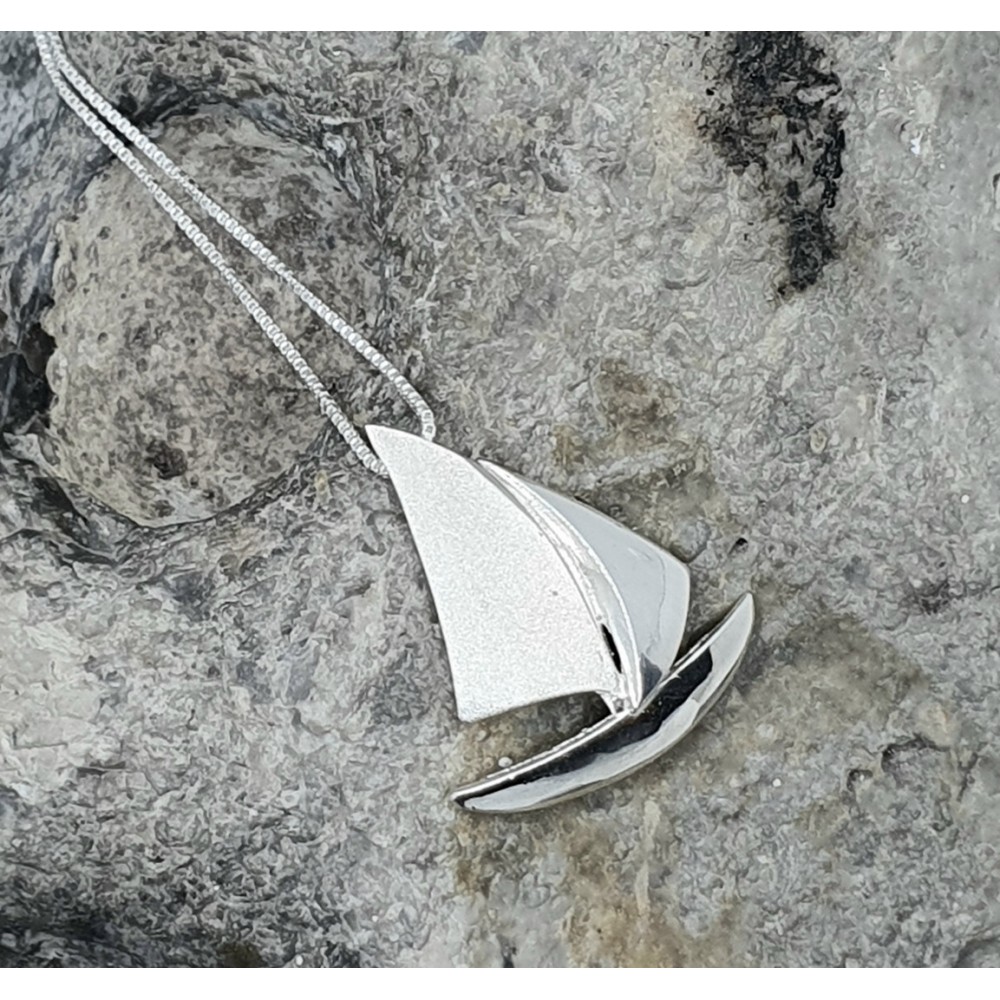Sirokoru, Purjevene, Sailboat Eco Silver Pendant with Silver Chain