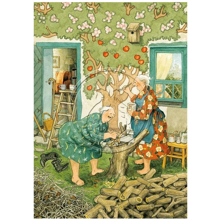 Inge Löök Postkarte Frauen bei der Baumpflege 10,5 x 14,8 cm