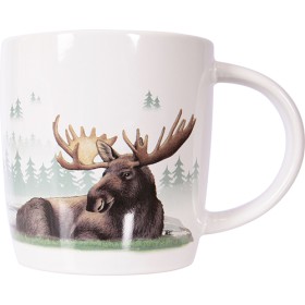 Ceramic Mug in a Box, Moose King of the Forest, white-green 0,37l