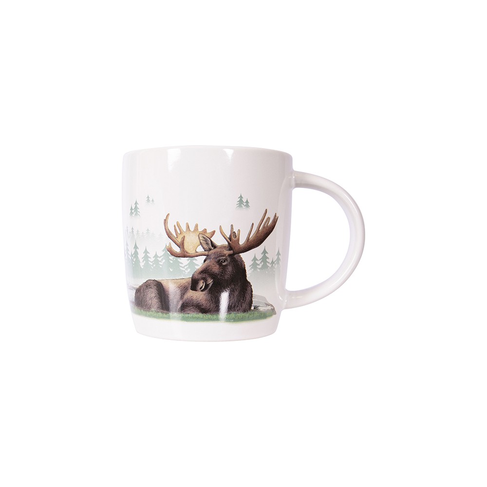 Ceramic Mug in a Box, Moose King of the Forest, white-green 0,37l