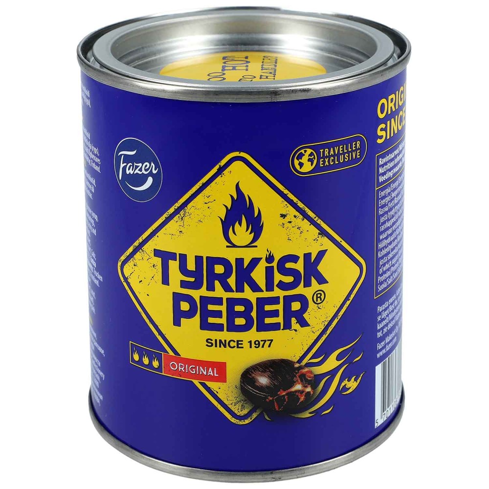 Fazer, Tyrkisk Peber Travel Edition, Salmiak-Bonbons mit pfefferischem Salzlakritzpulver 375g