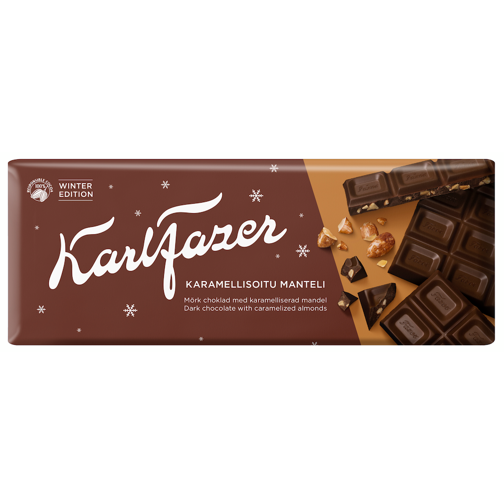 Fazer, Dark Chocolate with Caramelized Almond Crumbs, Winter Edition, tablet 200g