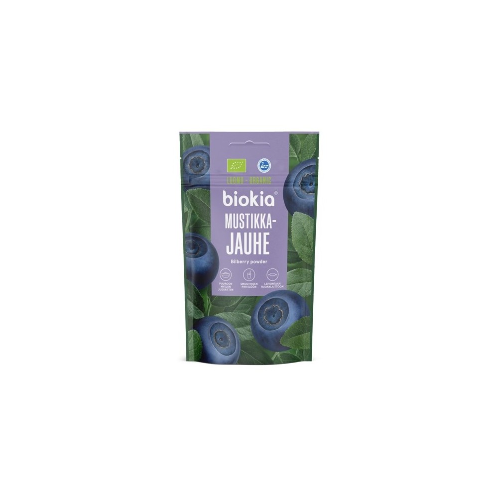 Biokia, Organic Bilberry Powder from whole dried wild blueberries 30g