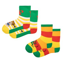 Martinex, Pippi Longstocking stripes green, Socks for Kids, 2 Pairs