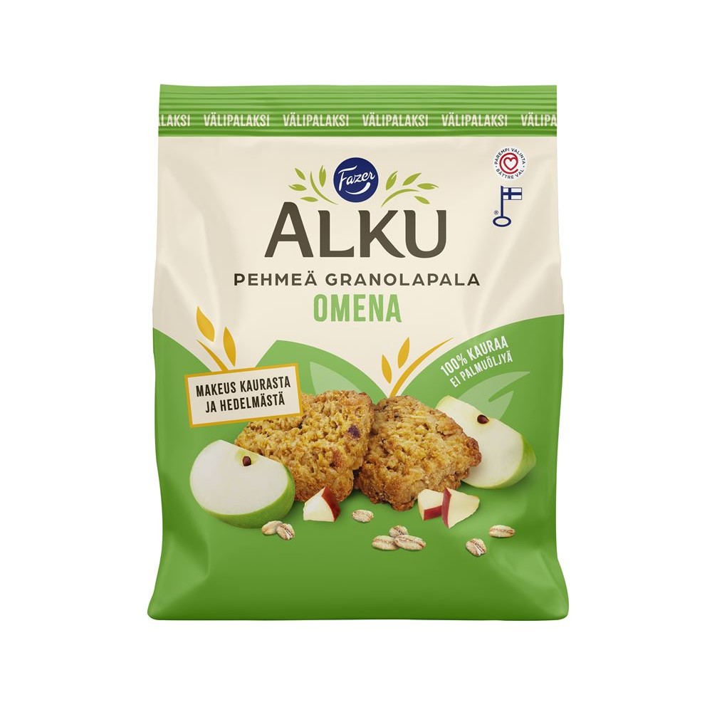 Fazer, Alku Omena, Soft Granola Pieces from 100% Oats & Apple 120g