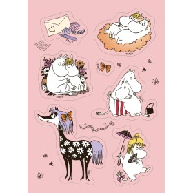 Putinki, Moomin, Sticker Postcard, Love, pink