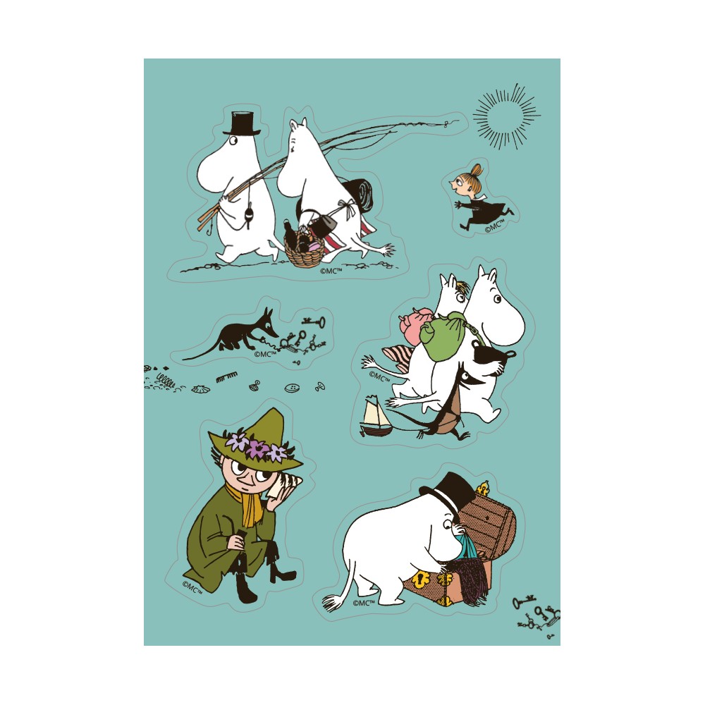 Putinki, Mumin, Sticker-Postkarte, Abenteuer, grün