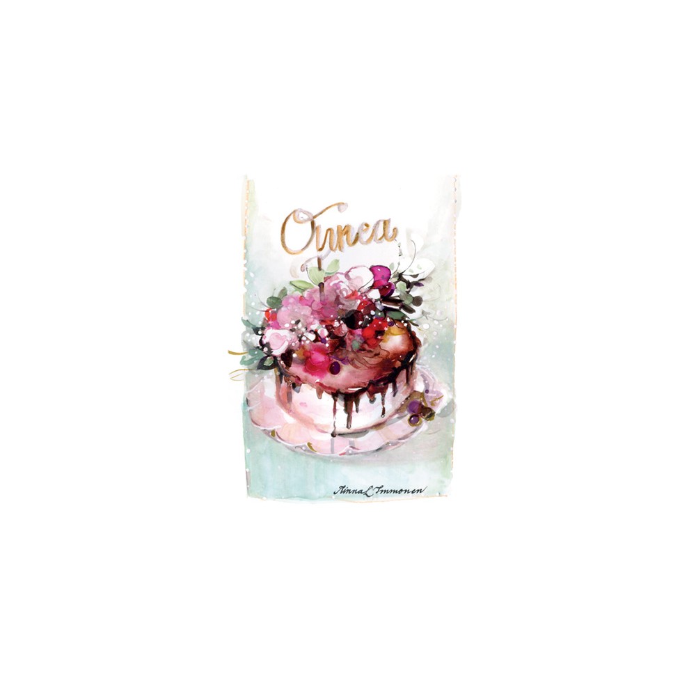 Minna Immonen, Postcard, "Onnea" with Cake