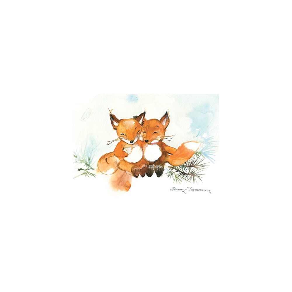 Minna Immonen, Postcard, Two Foxes "Have a lovely Friend's Day!"