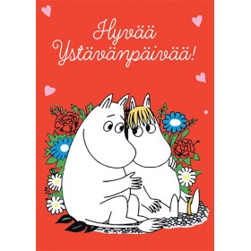 Moomin Postcard, "Hyvää ystävänpäivää!" red