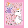 Mumin, Postkarte, Snorkfräulein & Mymble auf der Blumenwiese, pink