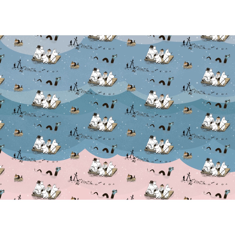Putinki, Moomin, Gift Wrap Paper, Sea, blue-pink, 2 pcs 70x100cm