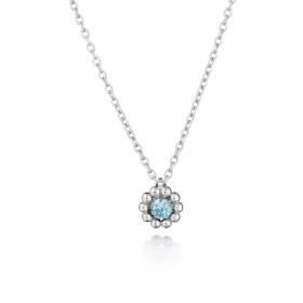 Lumoava, Daisy, Silver Pendant with Zircon Stone and Silver Chain, blue, small