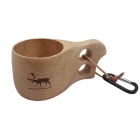 Kuksa Reindeer, Wooden Mug with Fireman's Hook, large 7cm