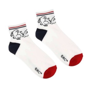 Nordic Buddies, Moomin, Ankle Tennis Socks for Men, Moomintroll Happy, white-blue-red 40-45