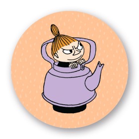 Putinki, Moomin, Magnet, Little My in a Coffee Pot, orange 5,6cm
