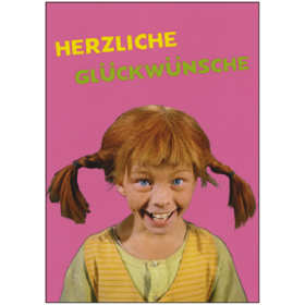 Pippi Langstrumpf, Postkarte, Herzliche Glückwünsche