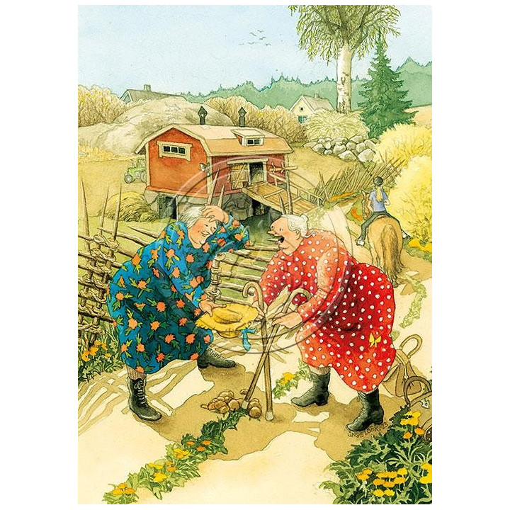 Inge Löök Postkarte Frauen machen Spaziergang auf dem Land 10,5 x 14,8 cm