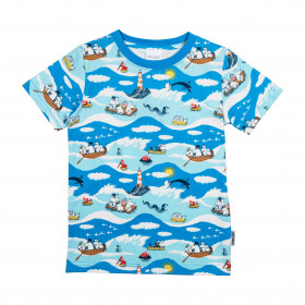 Martinex, Moomin Waves, Kids' T-shirt from Eco Cotton Jersey, blue