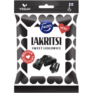 Fazer, Lakritsi Sweet Liquorice, Soft Liquorice Pieces in Heart Shape 150g