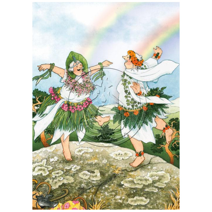 Inge Löök Postcard Women Dancing under Rainbow 10.5 x 14.8 cm