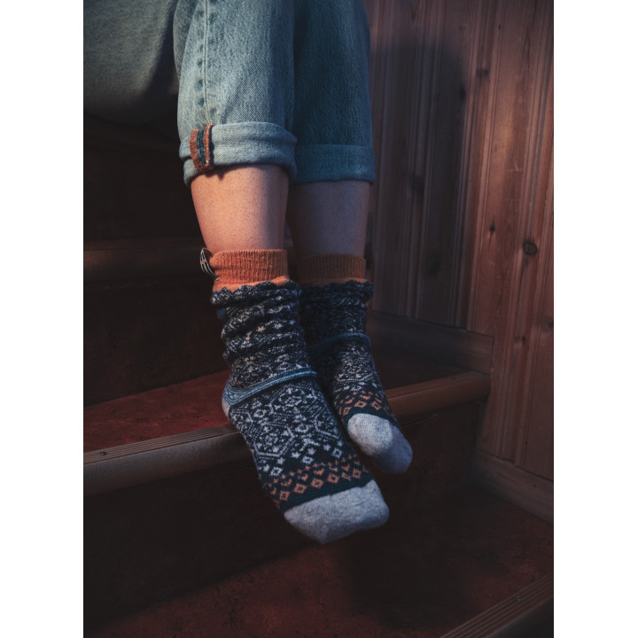 WOOLWEAR of Scandinavia®, Wollsocken, Schweden-Flagge, blau-gelb