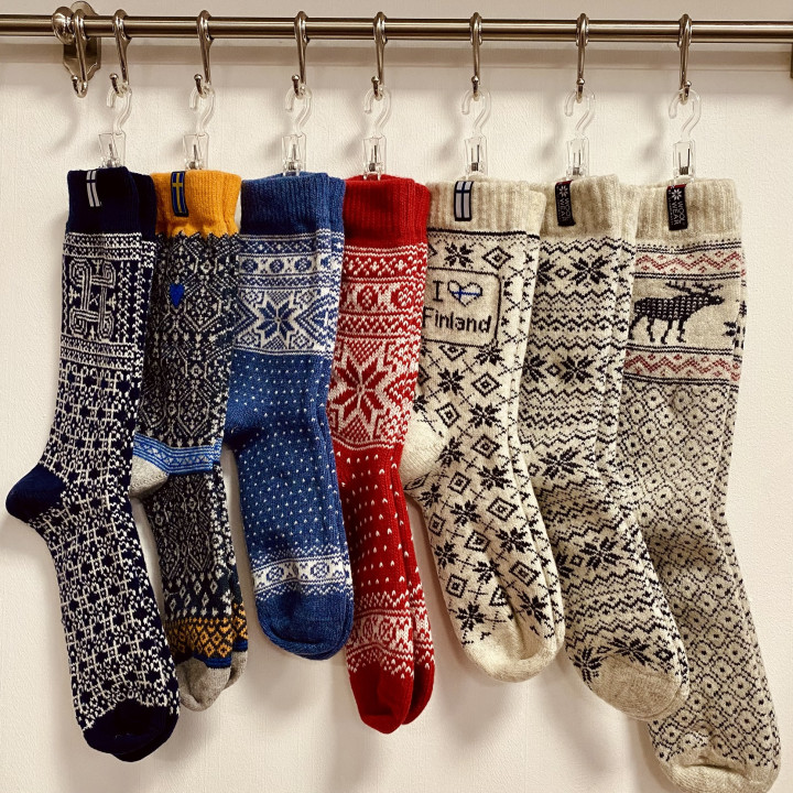 WOOLWEAR of Scandinavia®, Woll Socks, Moose & Norwegian Flag, light gray