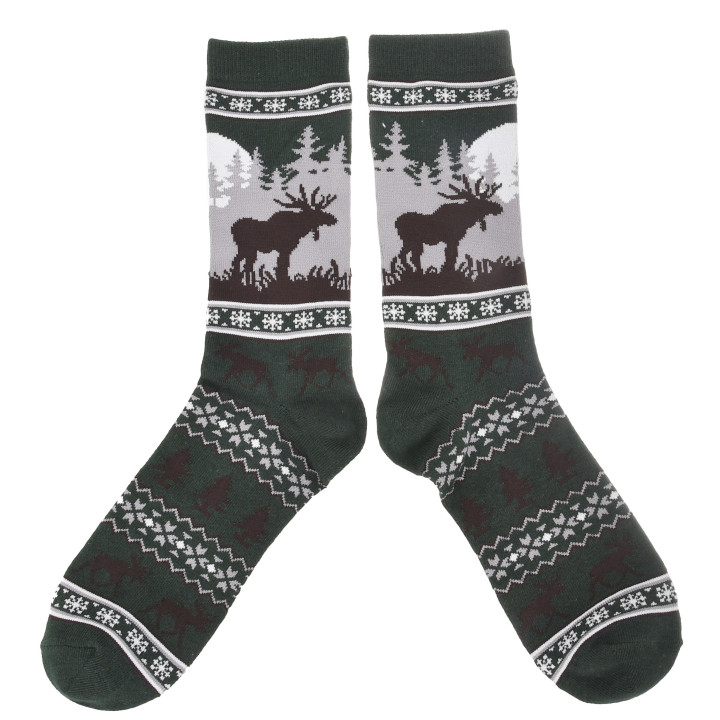 Robin Ruth Scandinavia Moose & Forest Socks for Adults Green 41-46