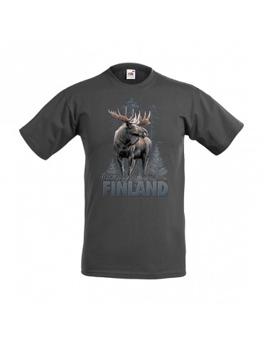 Mikebon, DC Elk Wildlife of Finland, Cotton T-shirt, granit grey