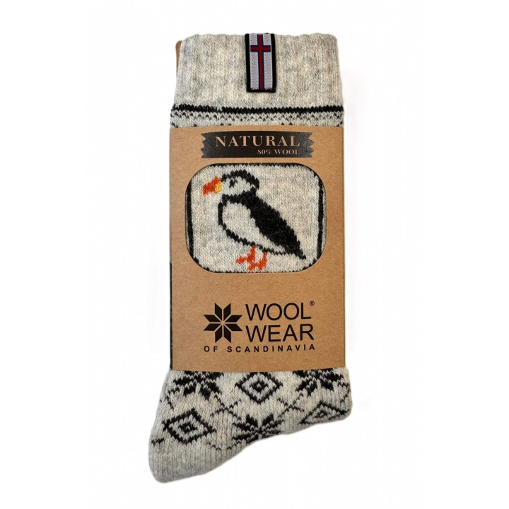 Woolwear of Scandinavia Socks with Wool Puffin Light Grey