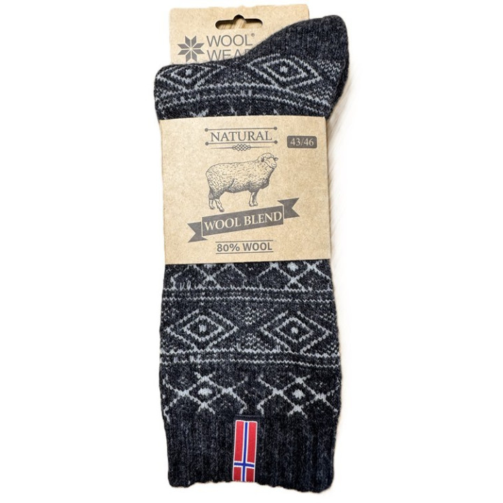 Woolwear of Scandinavia Socks with Wool Norway Flag Black