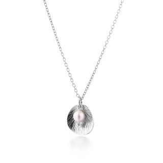 Lumoava Lily Silver Pendant with Akoya Pearl & Silver Chain 45/50 cm