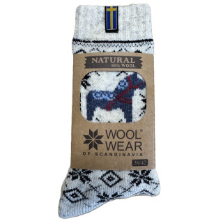 WOOLWEAR of Scandinavia®, Wollsocken, Dala-Pferd blau, hellgrau