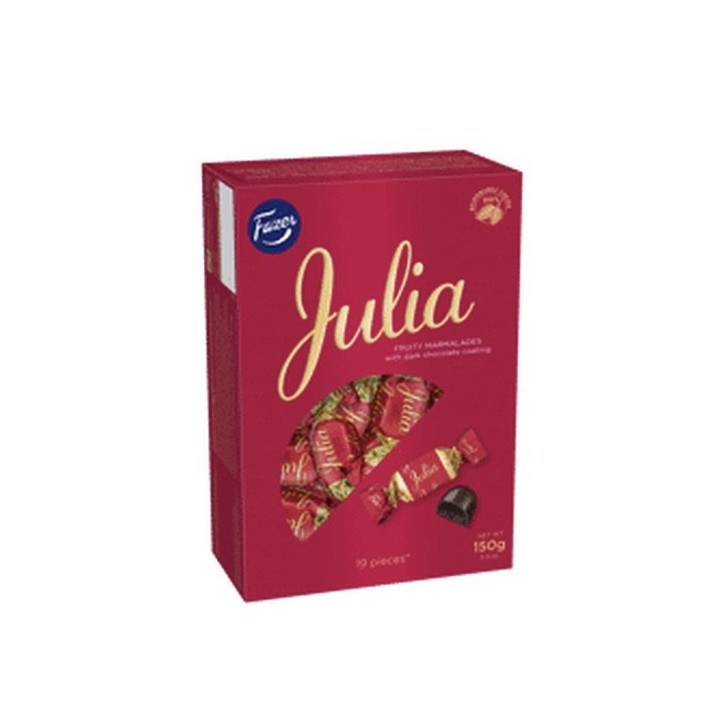 Fazer Julia Dark Chocolate with Fruity Marmalade Filling Pralines Box 150g