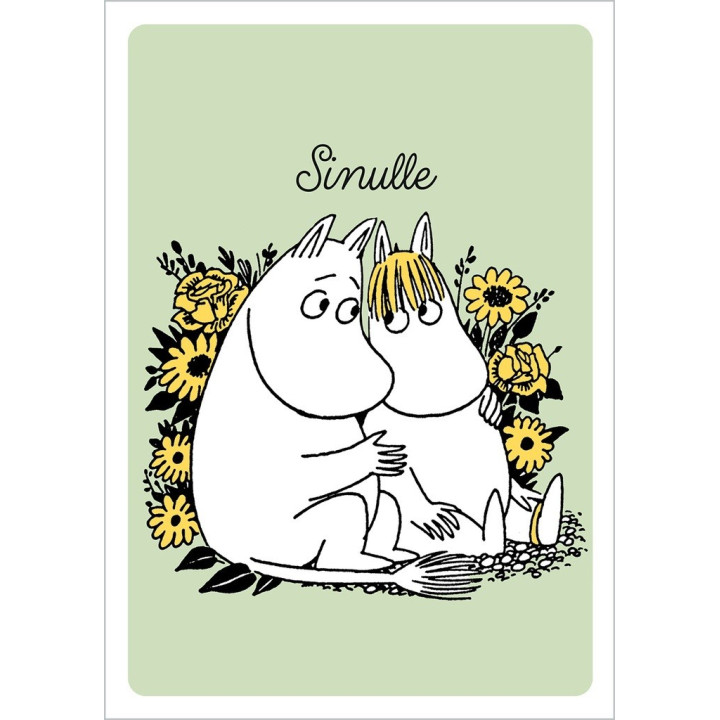 Putinki Mumin Postkarte aus starkem Karton Mumintroll & Snorkfräulein "Sinulle" Grün 10,5 x 14,8 cm