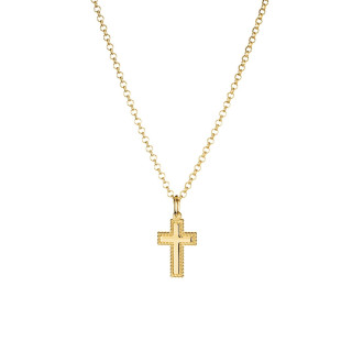 Lumoava Helmi Risti Cross Pendant with Chain in Yellow Gold Plated Silver 45/50cm