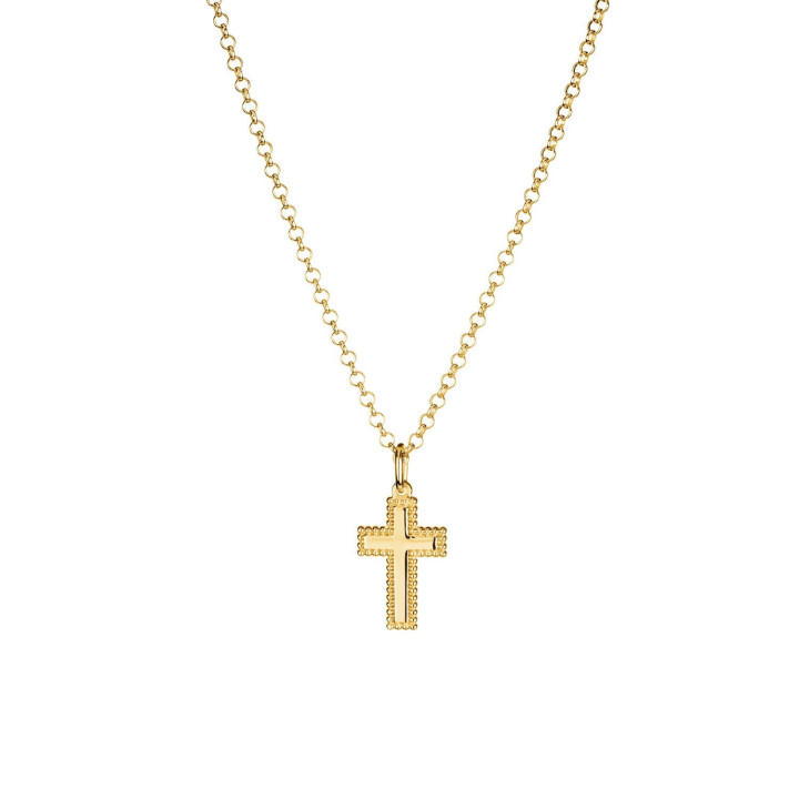 Lumoava Helmi Risti Cross Pendant with Chain in Yellow Gold Plated Silver 45/50cm