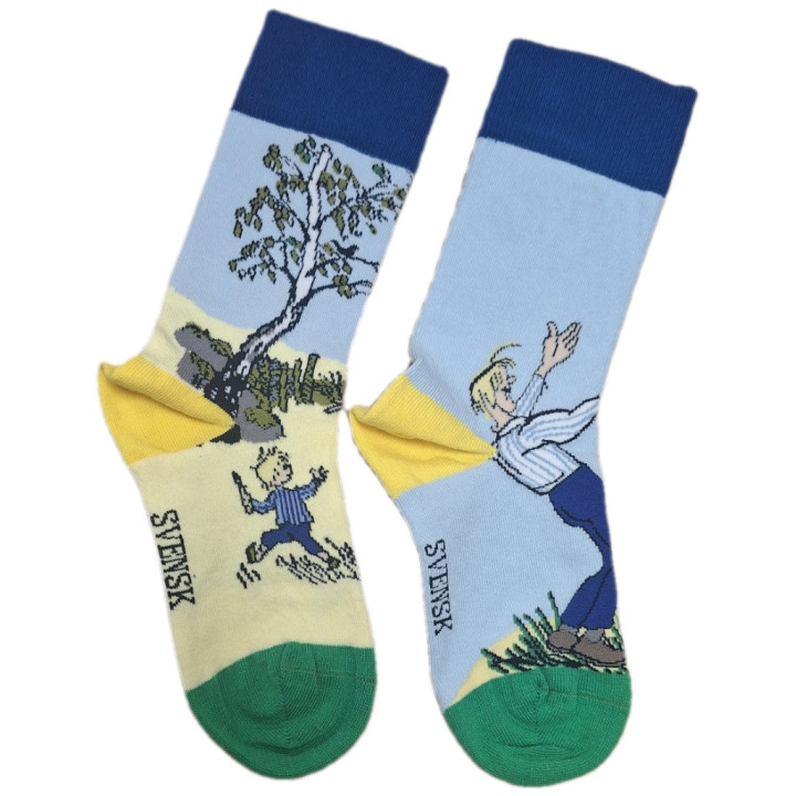 Svensk Husman Emil of Lönneberga Du & Jag Alfred Socks for Kids Blue