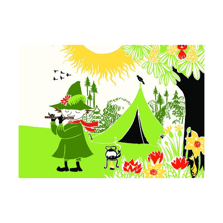 Karto Mumin Postkarte Snufkin Spielt Flöte Weiß-Grün 10,5 x 14,8 cm