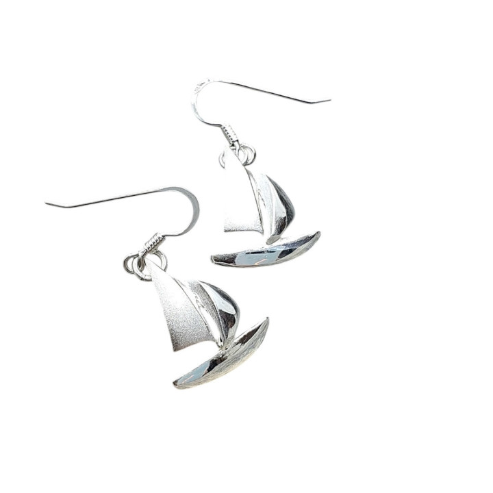 Sirokoru Purjevene Sailboat Silver Earrings Small