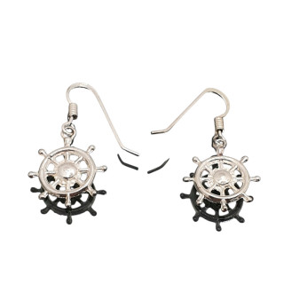 Sirokoru Ruori Ship's Wheel Silver Earrings Small