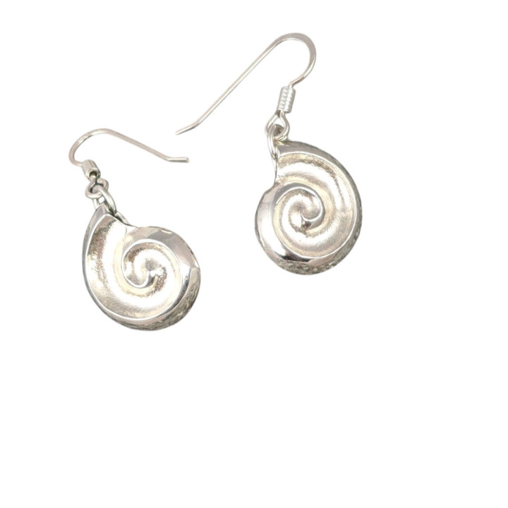 Sirokoru Kierrekotilo Spiral Shell Silver Earrings Small