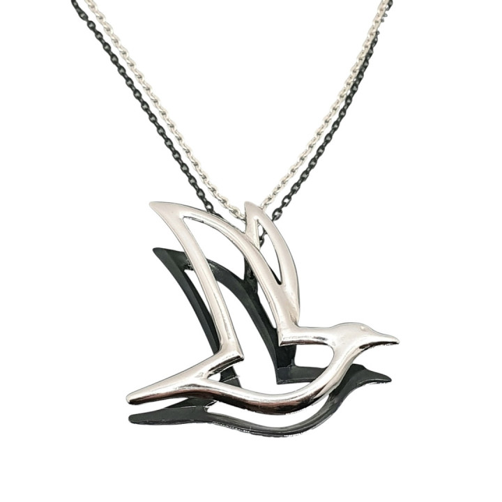 Sirokoru Selkälokki Gull Silver Pendant with Chain 50 cm