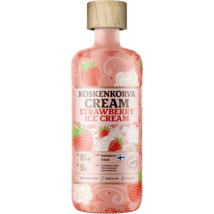 Koskenkorva Cream Strawberry Sahnelikör mit Erdbeereis-Geschmack (15%) 0,5l
