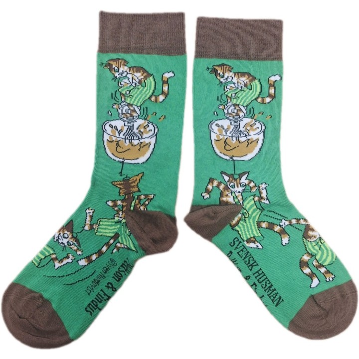 Svensk Husman Pettersson & Findus Socken für Erwachsene Grün