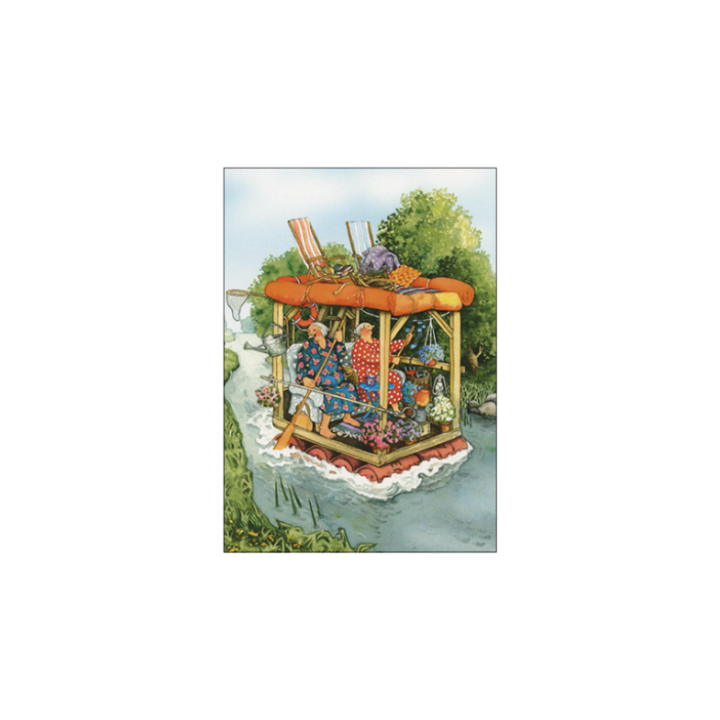 Inge Löök Postkarte Frauen machen eine Floßfahrt  10,5 x 14,8 cm