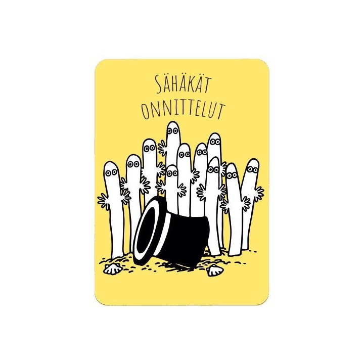 Karto Mumin Postkarte Hattifatteners "Sähäkät onnittelut" Gelb 10,5 x 14,8 cm