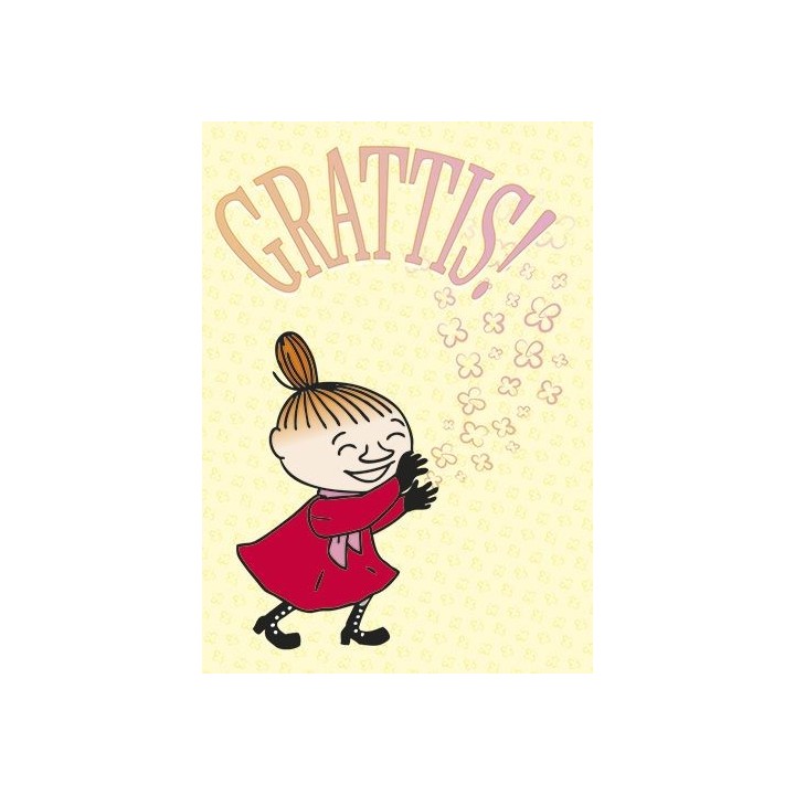 Karto Mumin Postkarte Glitzer Kleine My "Grattis" Gelb 10,5 x 14,8 cm