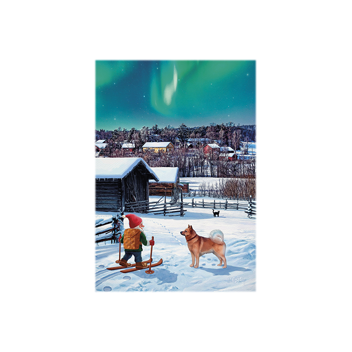 Ileart Postkarte mit Glitter Wichtel und Hund 10,5x14,8 cm